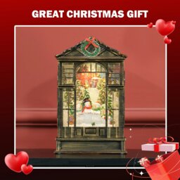 Rackhams Christmas Snow Globe Lantern with Lights for Holiday, Bronze Tone - thumbnail 4