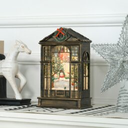 Rackhams Christmas Snow Globe Lantern with Lights for Holiday, Bronze Tone