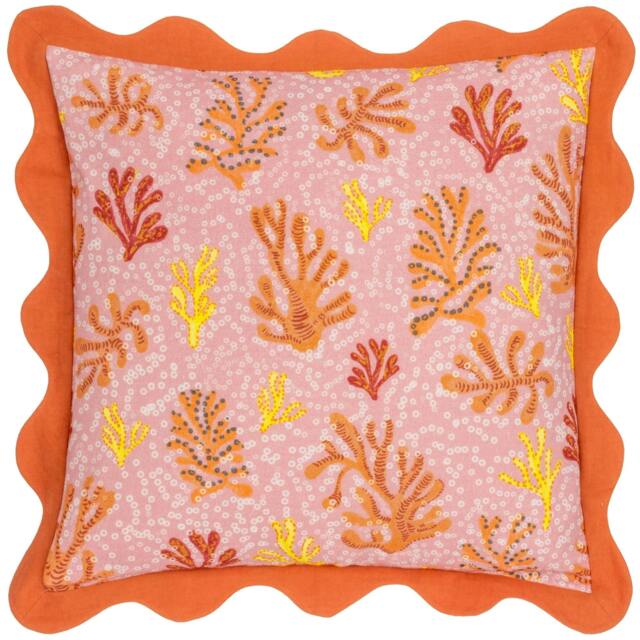 Rackhams Scalloped Coral Cushion Cover - Sandy Pink - 50cm x 50cm - Sandy Pink - 100% Polyester - image 1