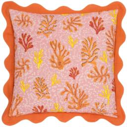 Rackhams Scalloped Coral Cushion Cover - Sandy Pink - 50cm x 50cm - Sandy Pink - 100% Polyester - thumbnail 1