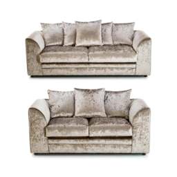 Rackhams Dylan Crushed Velvet 3+2 Seater Fabric Sofa in Mink - 3 Seater - thumbnail 2