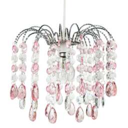 Rackhams Contemporary Waterfall Pendant Shade with Pink and Clear Acrylic Droplets