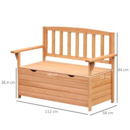 Rackhams Garden Storage Bench, 2 Seater Fir Wood Outdoor Bench, Natural - thumbnail 5