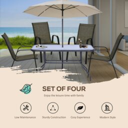 Rackhams Set of 4 Garden Dining Chair Set Outdoor w/ High Back Armrest Brown - Brown - thumbnail 4