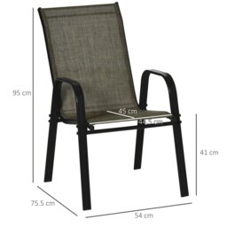 Rackhams Set of 4 Garden Dining Chair Set Outdoor w/ High Back Armrest Brown - Brown - thumbnail 6