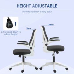 Rackhams Mesh Office Chair Computer Chair with Swivel Wheels for Home Office - White - thumbnail 3