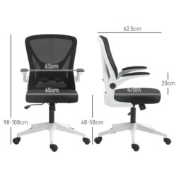 Rackhams Mesh Office Chair Computer Chair with Swivel Wheels for Home Office - White - thumbnail 5
