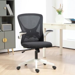 Rackhams Mesh Office Chair Computer Chair with Swivel Wheels for Home Office - White - thumbnail 1