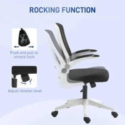 Rackhams Mesh Office Chair Computer Chair with Swivel Wheels for Home Office - White - thumbnail 4