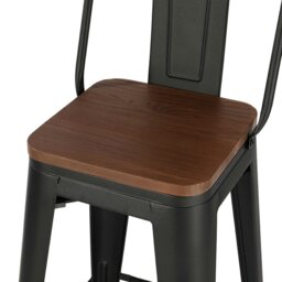 Rackhams Set of 2/4 Metal Wooden High Bar Stools for Kitchen - Elm Brown - Set of 2 - thumbnail 6