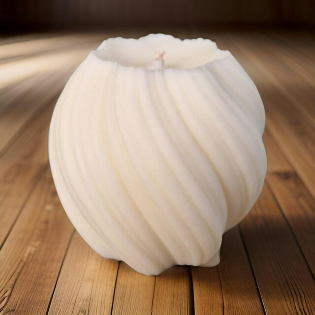 Rackhams Unscented Natural Wax Candles - Pillar Candle (Swirl Pattern) - image 1