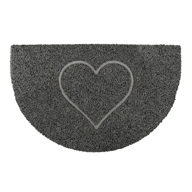 Rackhams Heart Half Moon Doormat in Grey - Grey - Medium - image 1