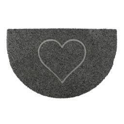 Rackhams Heart Half Moon Doormat in Grey - Grey - Medium - thumbnail 1