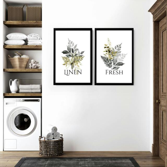 Rackhams Laundry room decor accessories - set of 2 wall art prints - A2 16.54 x 23.39 in / 42 x 59.4 cm - Satin Photo paper 280 gsm - White Frame - image 1