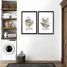Rackhams Laundry room decor accessories - set of 2 wall art prints - A2 16.54 x 23.39 in / 42 x 59.4 cm - Satin Photo paper 280 gsm - White Frame - thumbnail 1