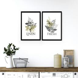 Rackhams Laundry room decor accessories - set of 2 wall art prints - A2 16.54 x 23.39 in / 42 x 59.4 cm - Satin Photo paper 280 gsm - White Frame - thumbnail 2