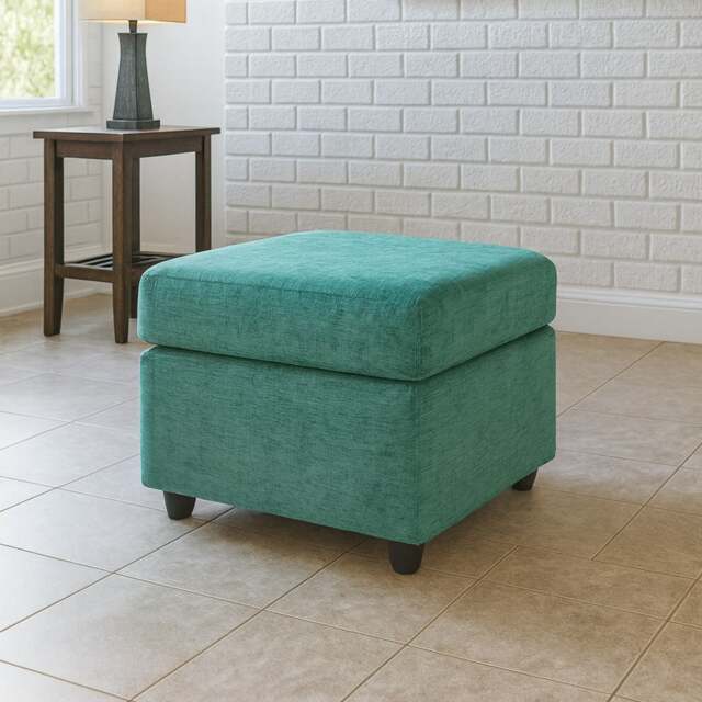 Rackhams Monaco Chenille Fabric Footstool - Teal - image 1