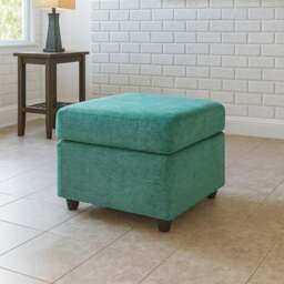 Rackhams Monaco Chenille Fabric Footstool - Teal - thumbnail 1