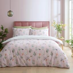 Rackhams RHS x Catherine Lansfield Enchanted Butterfly Garden So Soft Duvet Cover Set Pink - King - Pink - thumbnail 2