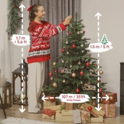 Rackhams 5ft Christmas Tree, Hinged Xmas Tree with Realistic Branches - 122L x 122W x 180H cm - thumbnail 4