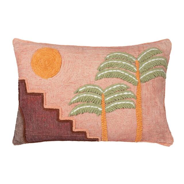 Rackhams Moloko Embroidered Cushion Cover - Pink Sunset - 60cm x 40cm - Pink Sunset - 100% Cotton