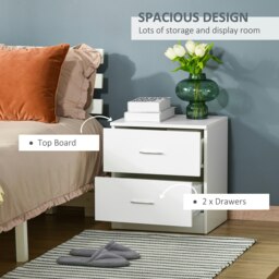 Rackhams Bedside Table w/ 2 Drawers, Nightstand, Side Storage Cabinet Unit - thumbnail 5