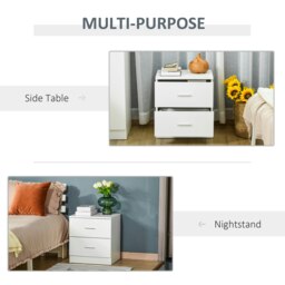Rackhams Bedside Table w/ 2 Drawers, Nightstand, Side Storage Cabinet Unit - thumbnail 4