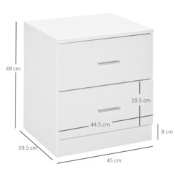 Rackhams Bedside Table w/ 2 Drawers, Nightstand, Side Storage Cabinet Unit - thumbnail 6