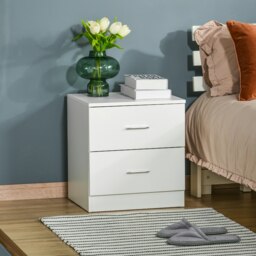 Rackhams Bedside Table w/ 2 Drawers, Nightstand, Side Storage Cabinet Unit - thumbnail 2