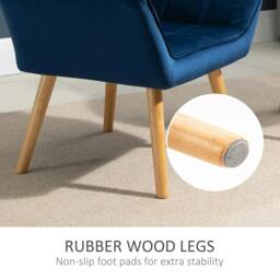 Rackhams Armchair Accent Chair Wide Arms Slanted Back Padding Steel Frame Wooden Legs Home Bedroom Furniture Seating Blue - thumbnail 6