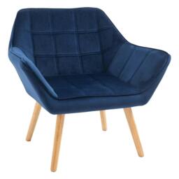 Rackhams Armchair Accent Chair Wide Arms Slanted Back Padding Steel Frame Wooden Legs Home Bedroom Furniture Seating Blue - thumbnail 1