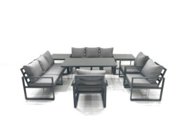 Rackhams Garden Sofa Set Aluminium Furniture Rising Dining Tabe Set with 3 Chair 2 Side Tables Dark Grey - thumbnail 2