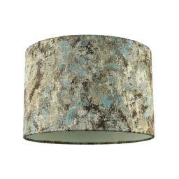 Rackhams Graphic Designer Round Drum Lamp Shade in Teal Cream and Taupe Colours