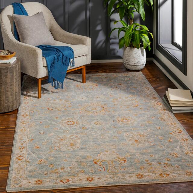 Rackhams Avant Garde-Vintage Beige Blue Brown Traditional Boho Fringe Rug - 200 x 290 cm - image 1