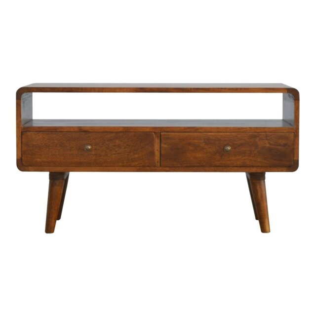 Rackhams Solid Wood Curved Chestnut Media Unit - image 1
