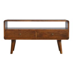 Rackhams Solid Wood Curved Chestnut Media Unit