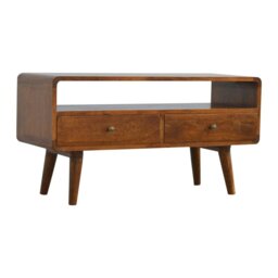Rackhams Solid Wood Curved Chestnut Media Unit - thumbnail 4