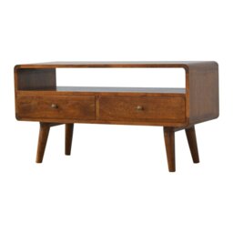 Rackhams Solid Wood Curved Chestnut Media Unit - thumbnail 3