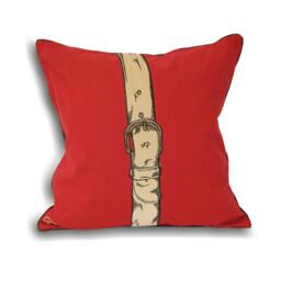 Rackhams Polo Strap Cushion Cover - Red - 45x45cm - Red - 100% Cotton