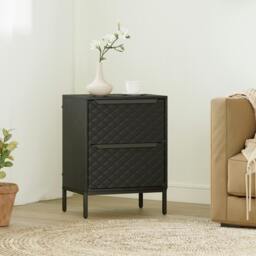Rackhams Chest of Drawers, 2 Fabric Drawer Dresser, Aluminium Handles, Black - Black - 2