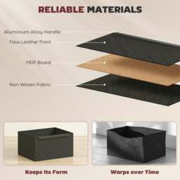 Rackhams Chest of Drawers, 2 Fabric Drawer Dresser, Aluminium Handles, Black - Black - 2 - thumbnail 5