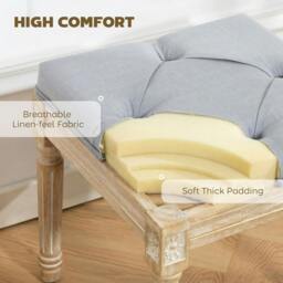 Rackhams Vintage Foot Stool with Wood Legs, Light Grey - 40 x 40 x 43 cm - Foot stool - 1 - thumbnail 5