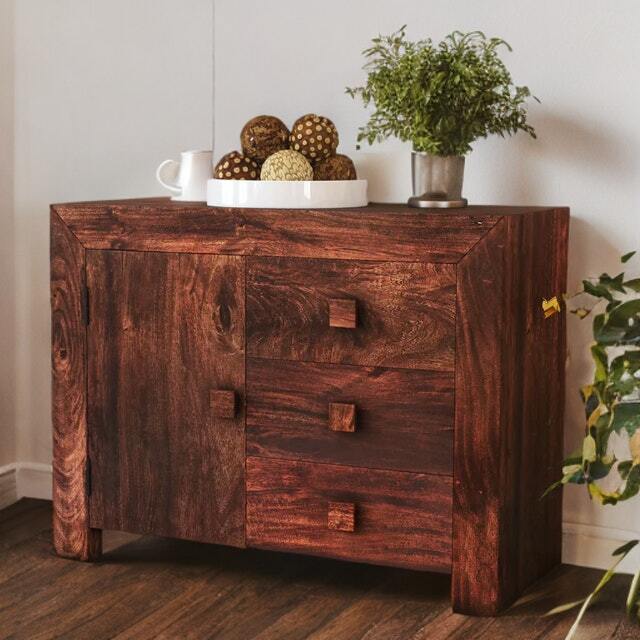 Rackhams Mary Mango Wood Sideboard 3 Drawers 1 Door - Wood - 1 - image 1