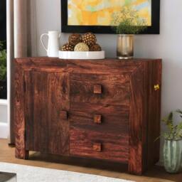 Rackhams Mary Mango Wood Sideboard 3 Drawers 1 Door - Wood - 1 - thumbnail 3