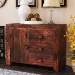 Rackhams Mary Mango Wood Sideboard 3 Drawers 1 Door - Wood - 1 - thumbnail 5