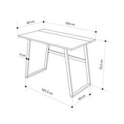 Rackhams Modern Compact Rectangular Work Desk, Easy Assembly, suitable for Small Spaces, Robust Black Metal Legs, White,Mocha Grey - White-Mocha Grey - thumbnail 4