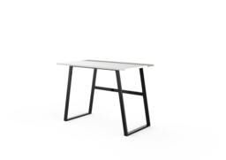 Rackhams Modern Compact Rectangular Work Desk, Easy Assembly, suitable for Small Spaces, Robust Black Metal Legs, White,Mocha Grey - White-Mocha Grey - thumbnail 3