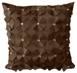 Rackhams 3D Petal Detail With Gem Stud Detail Cushion - 43cm x 43cm - Chocolate - thumbnail 1