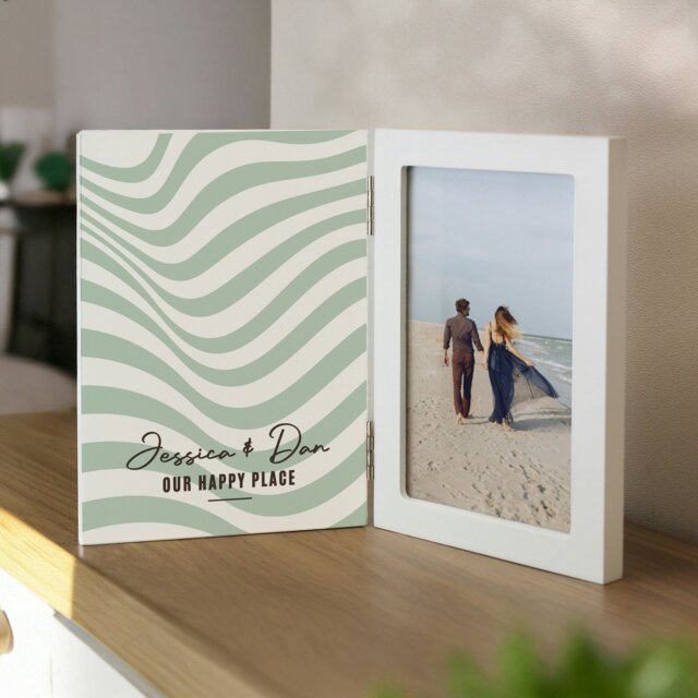 Rackhams Personalised Wooden Hinged 6x4 Photo Frame - White - Wood - 4x6 - image 1