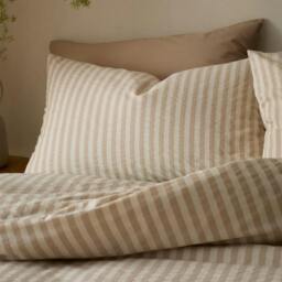 Rackhams Cotton Rich Woven Stripe Natural Duvet Cover Set - King - thumbnail 5